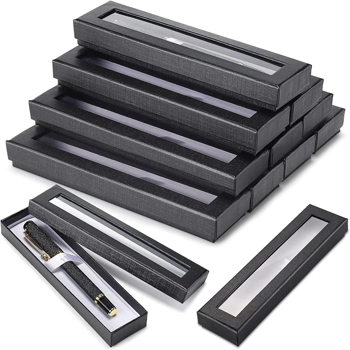 透明な蓋付きの空のペンギフトボックス、段ボールペンケース、鉛筆ボールペン万年筆ジュエリー用のペン包装ボックス、20個