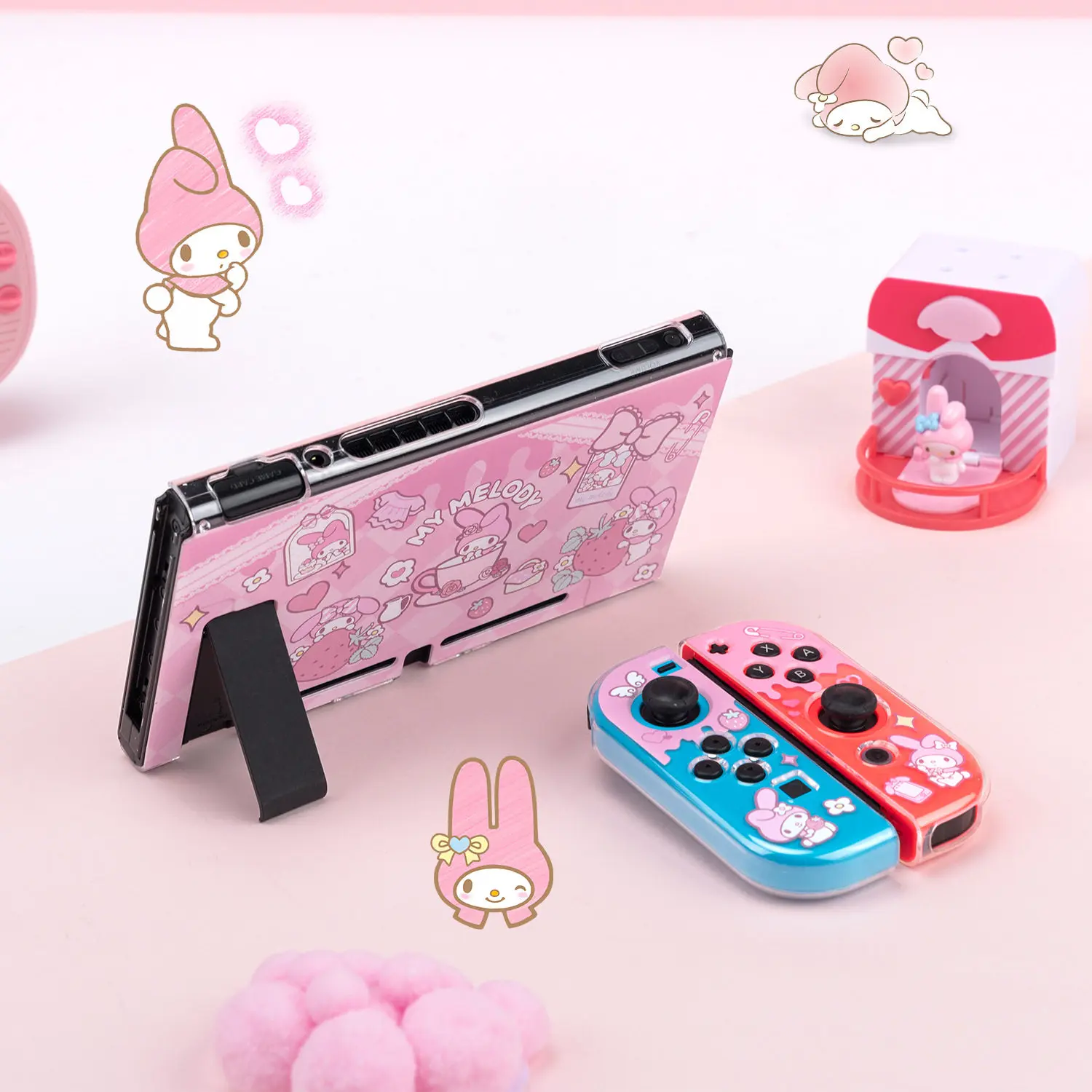 Kawaii My Melody Detachable Case Dock Friendly Joy-Con Controller Shell for Nintendo Switch 2 OLED NS Transparent Console Cover view 4
