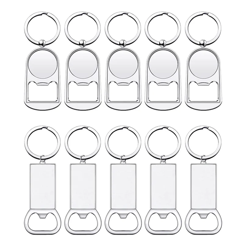 N89R 10 pezzi sublimazione spazi vuoti portachiavi apribottiglie in metallo vuoto portachiavi rettangolo trasferimento di calore sublimazione portachiavi