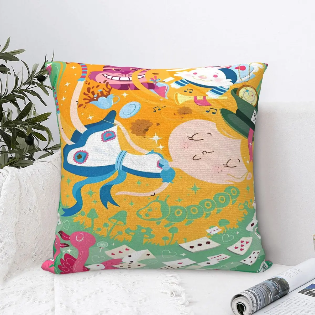 

Alice In Wonderland Pillow Cover Soft Pillow Case Cushion Cover Cute Funny Custom DIY Pillowcases For Sofa Home Decorative