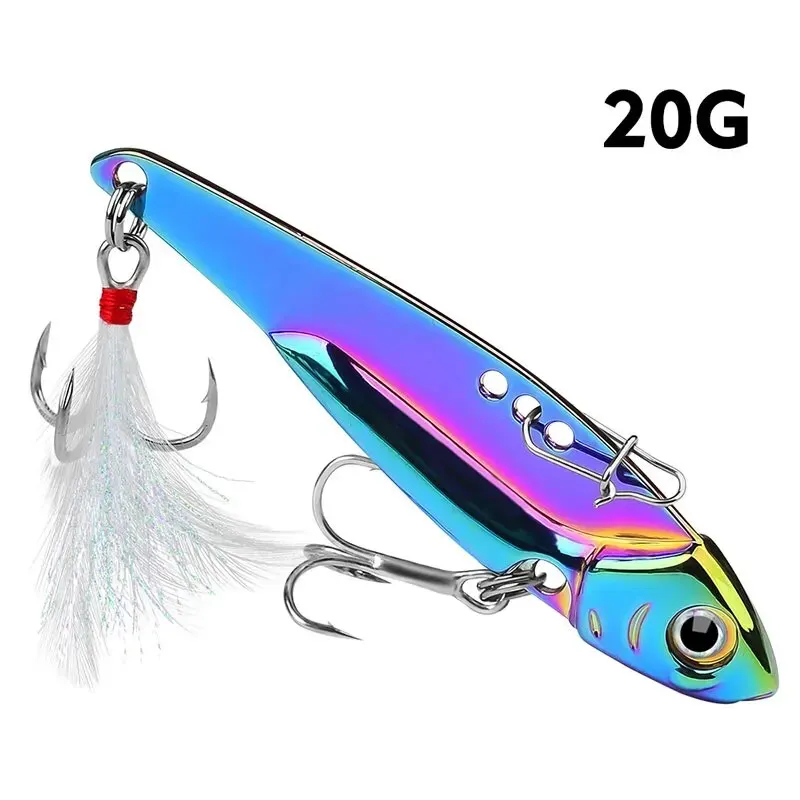 Metal VIB All Water Layer Long Throw 20g Colorful Vibration Sequin Artificial 3D Eyes Sharp Trible Hook For Bass Fishing Tackles — zdjęcie 6