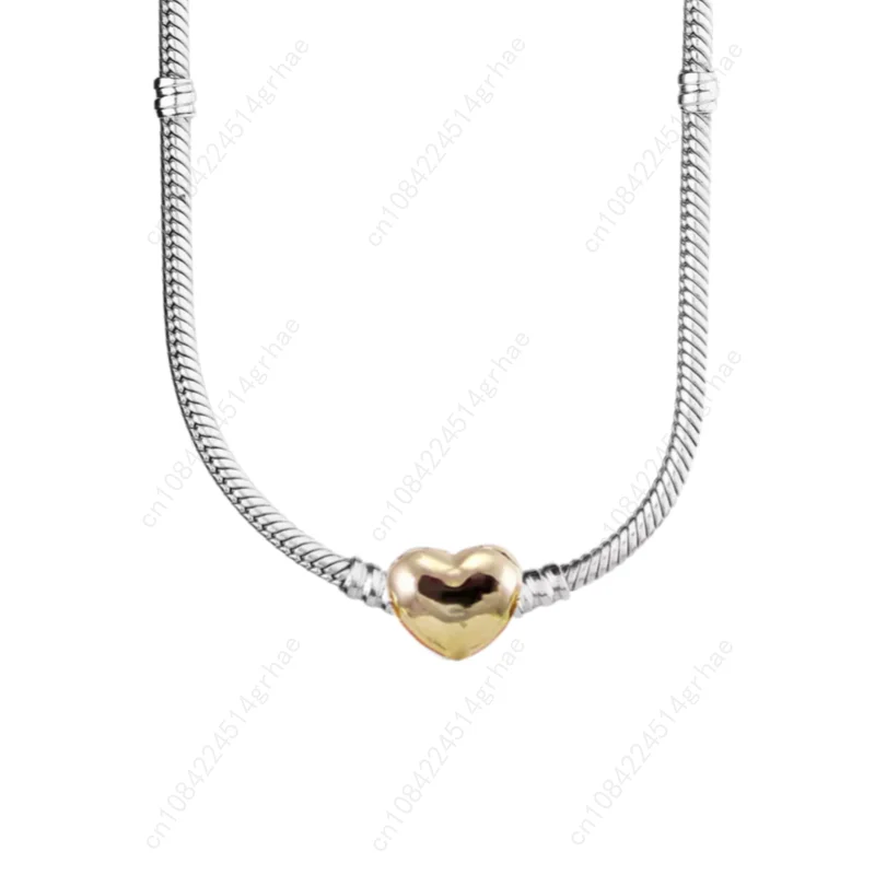 Vendita calda classica in argento sterling 925% a forma di cuore quadrato rotondo zircone collana in osso di serpente accessorio di gioielleria raffinata per le donne regalo