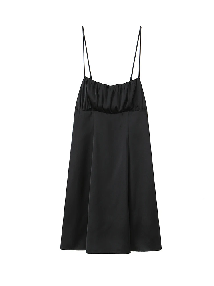 TFMLN Sexy rückenfreies Minikleid für Damen, ärmelloses, plissiertes Kleid, schwarz, modisch, Sommer, neu, weiblich, Club, schmale Kleider, Sling