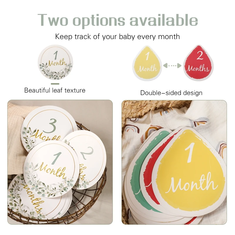 1Set Baby Milestone Cards Paper Made Water Droplets Memorial Birth Monthly Kids Commemorative Card Baby Photography Props