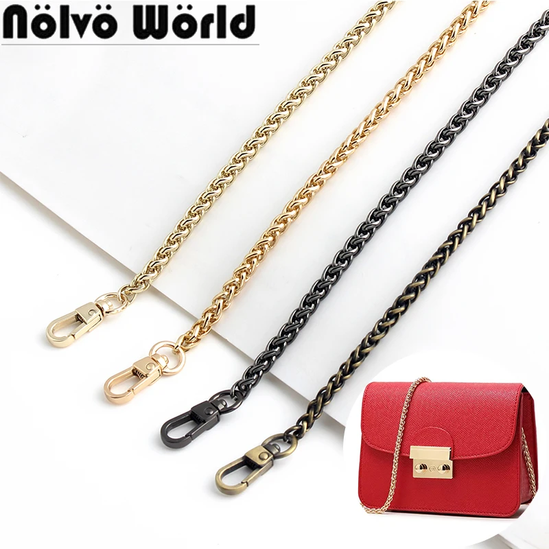 2/5/15PCS 6mm 60cm Metal Bag Chain With Hook For Hand-Woven Handbag Belts Shoulder Purse Handmade Detachable Straps Accessories