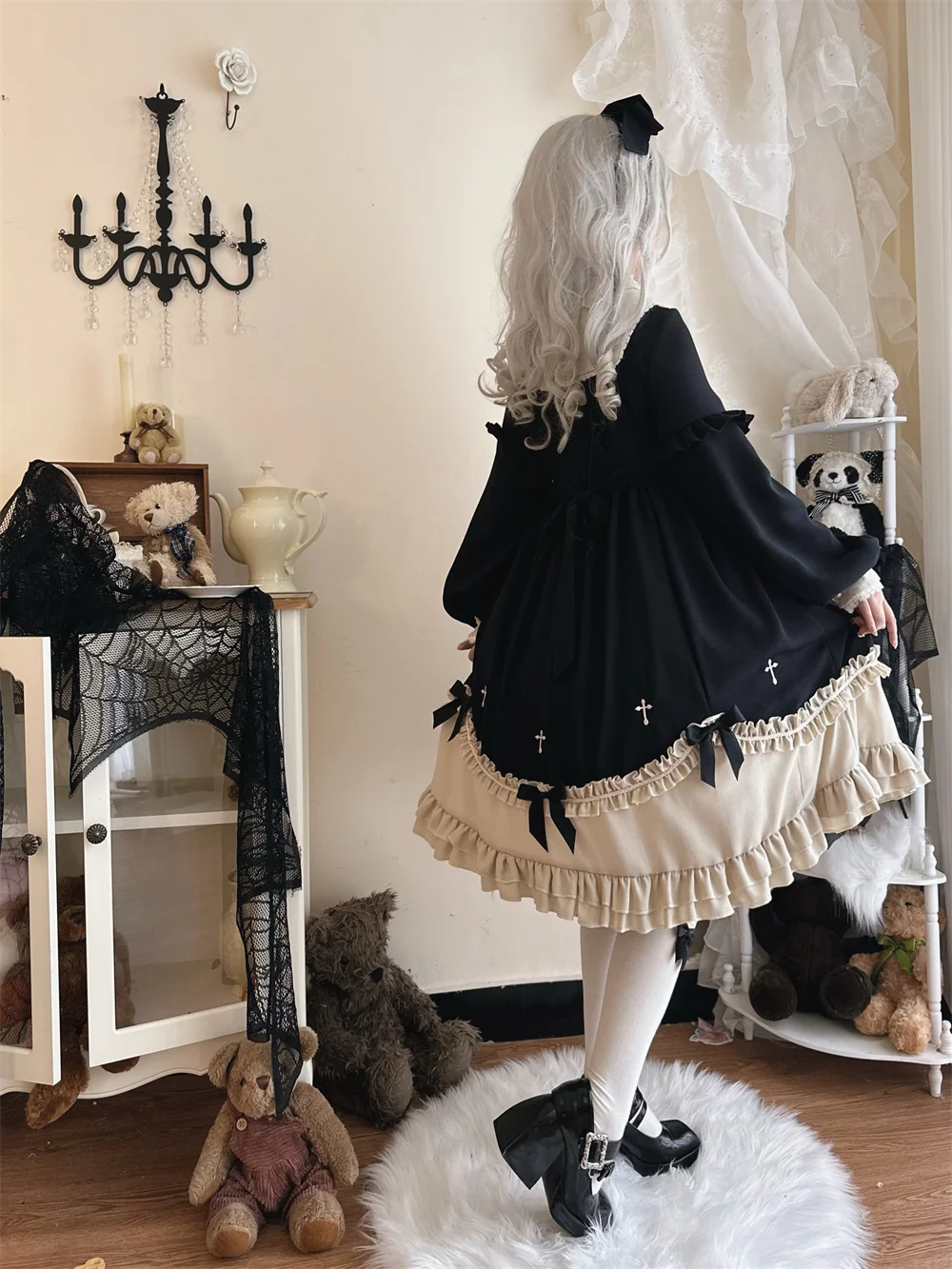 Lolita retro kleid herbst/winter L-3xl täglich lolita lang ärmel iges op kleid cos loli gotisches mädchen kleid