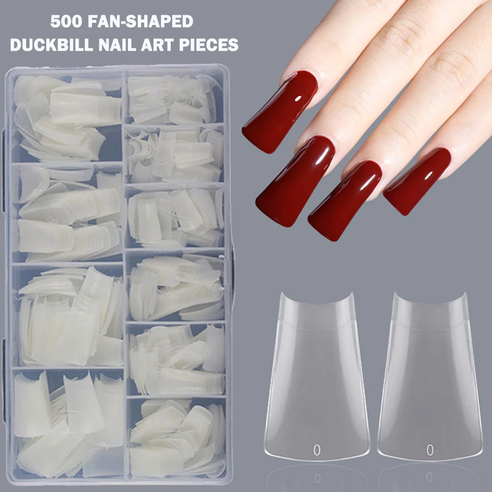 500 Pieces Clear/Natural Duckbills Nail Tips Wearable Soft Manicure Chips for DIY Nail Art Press On Nails