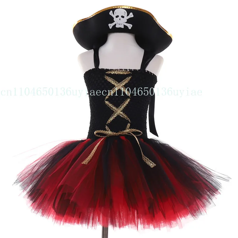 

Baby Girls Pirate Tutu Dress for Kids Birthday Halloween Costumes Children Carnival Party Fancy Outfit Holiday Clothes with Hat