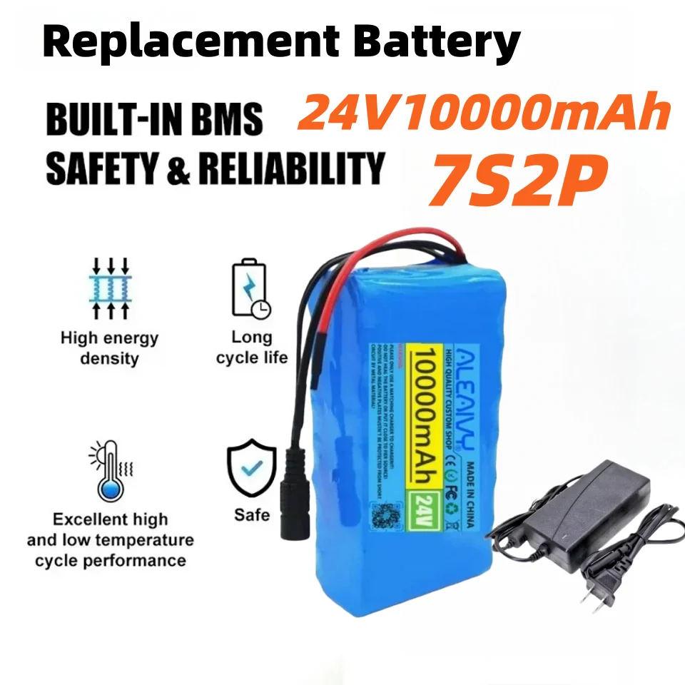 

Replacement Battery 7S2P Li-ion Battery 24V 10Ah Lithium Battery Pack for 0-250W Motor Conversion Kit with 29.4V 2A Charger