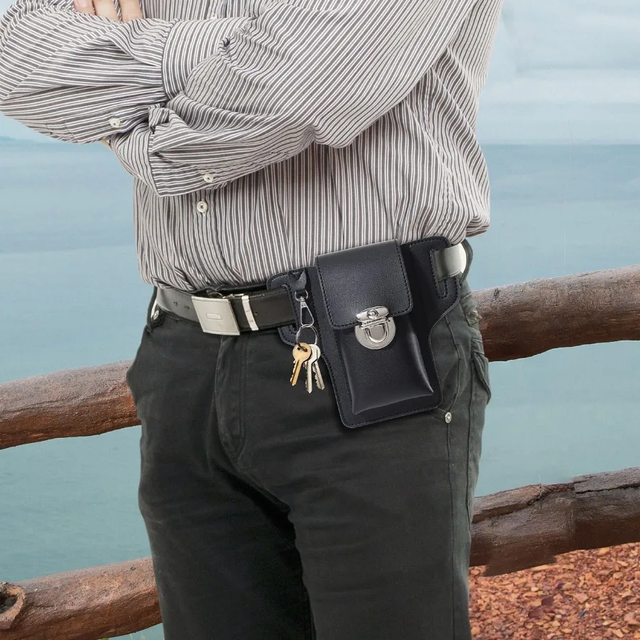 

New Fashionable Men's Waist Bag Phone Pouch Construction Site Work Phone Case Key Holder Belt-Wearable Dad Waist Bags