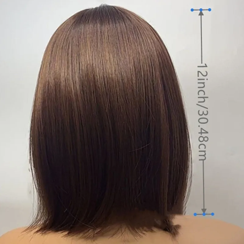 Women's Bob Wig, Light Brown Short Bob, Enhances the Height of the Crown, Can Be Worn in All Seasons, Suitable for Festivals, Pa