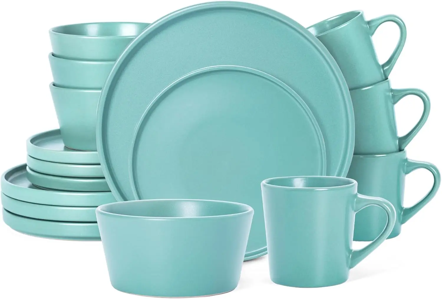 

Plates and Bowls Sets for 4 - 16 Piece Stoneware Dinnerware Sets with Mugs, Ceramic Dishware Sets for Kitchen Dining