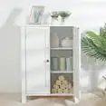 

2-Door Bathroom Floor Storage Cabinet Side Cupboard W/ Adjustable Shelves, 11.8'' W, White