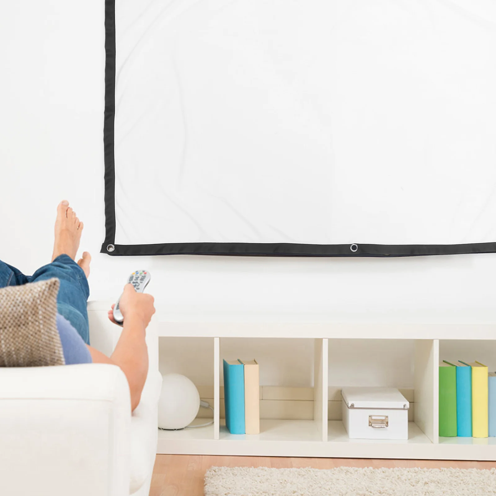 

1Set Projector Screen Portable Foldable 70 Inch Polyester Material Anti-Crease Opaque Back High Definition Indoor Outdoor