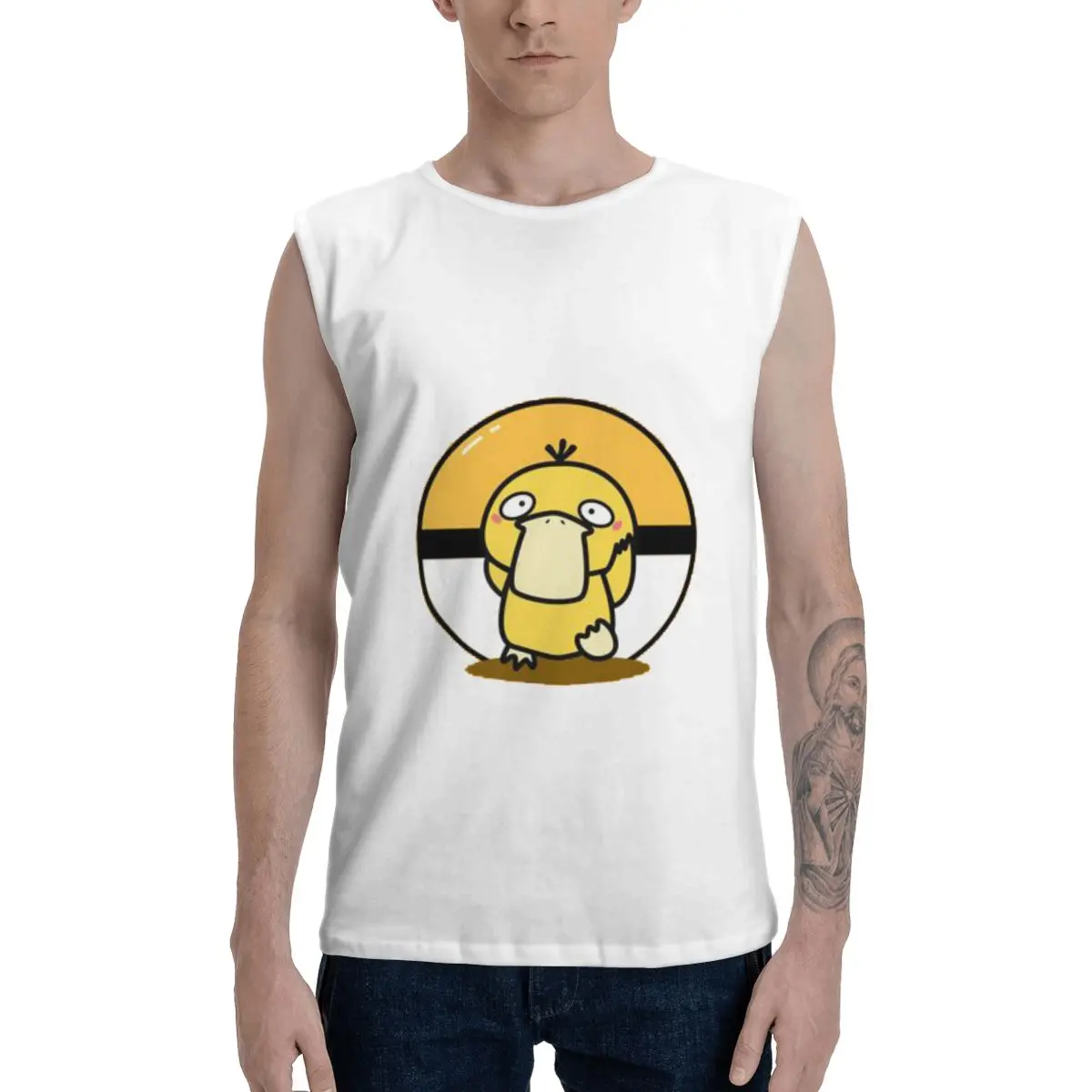 Psyduck 100% pure cotton wide shoulder vest for men in summer, loose fitting, camisole, hurdle, sleeveless fitness sports