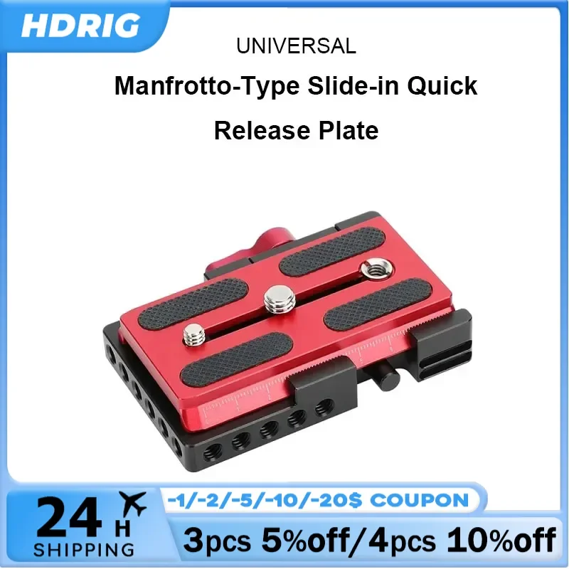 Hdrig แผ่นสไลด์ในตัวแบบถอดง่าย, แผ่นหนีบแบบแมนฟรอทโตพร้อมฐานยึดสำหรับกล้อง Sony Canon Nikon Manfrotto cagerig