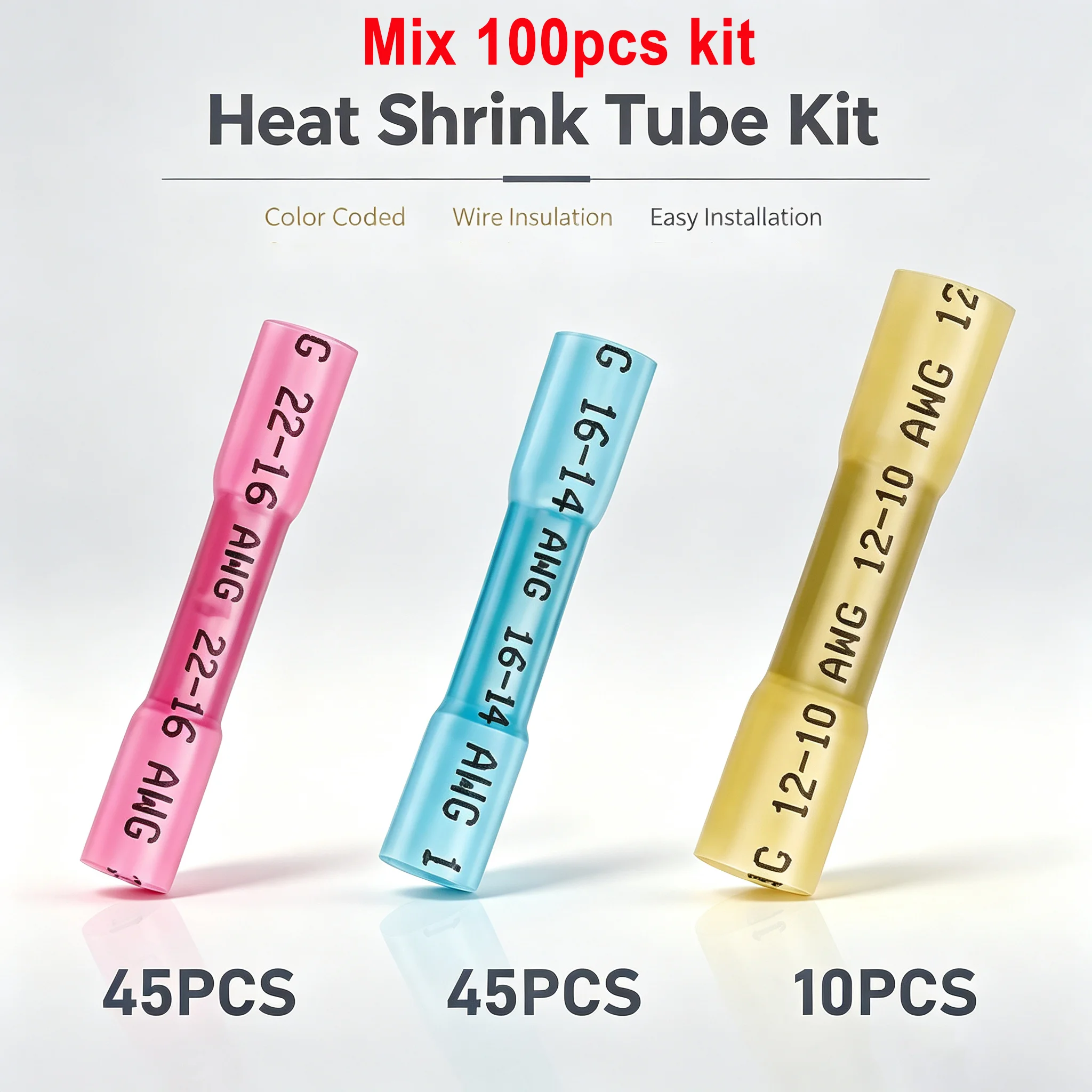 HeatShrink Butt Wire Connectors Kit Waterproof Insulated Electrical Crimp Terminal Butt Splice forAutomotive Marine WiringRepair