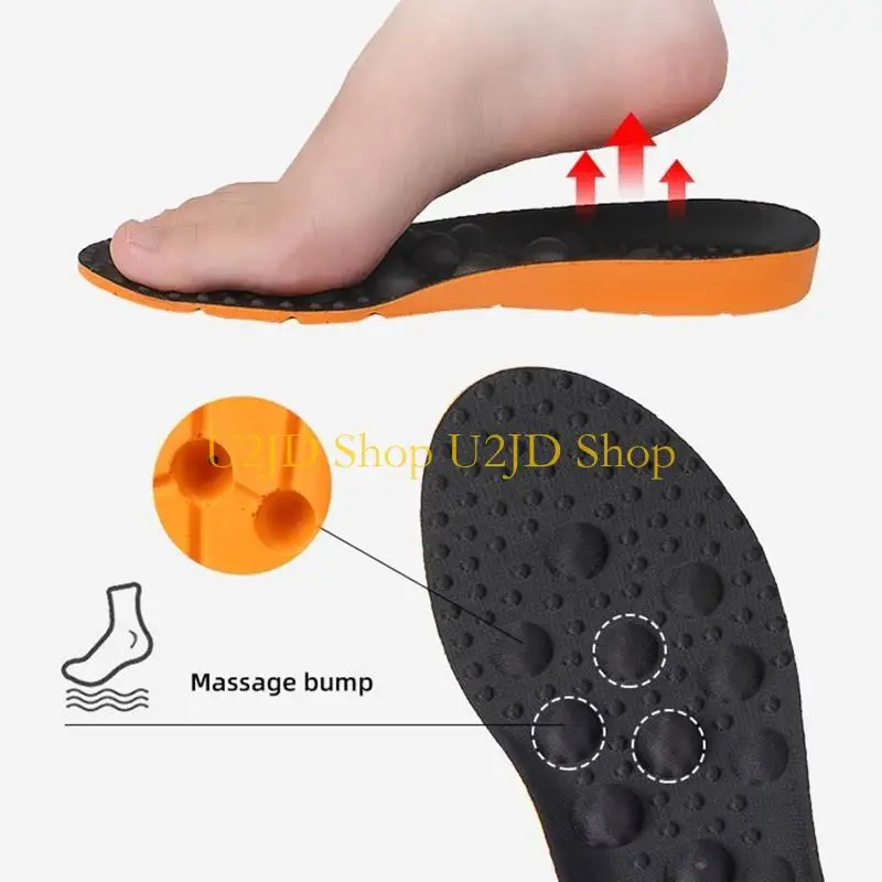 U2JD 1 Pair Comfortable Replacement Shoe Insole Inserts Foot Massage Breathable Shoes Soles Relief Insoles for Working Daily Use