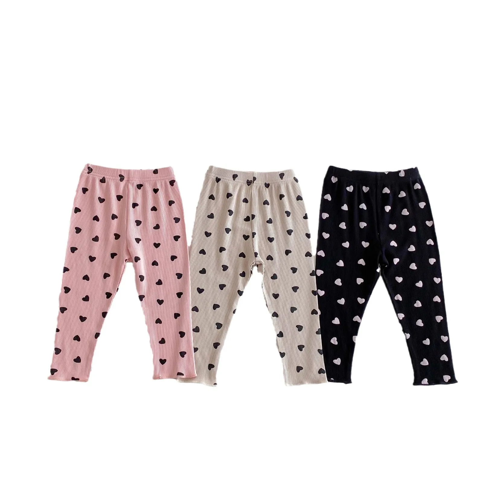 Autumn New Girls Cute Heart Print Leggings Cotton Children Trousers Baby Girl Elastic Pants Versatile Casual Pants Kids Clothes