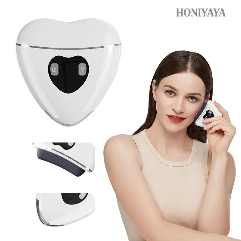 Bian Stone Guasha Board Red Light Therapy Hot Compress EMS Screen Display for Skin Firming Beauty Device Skin Rejuvenation