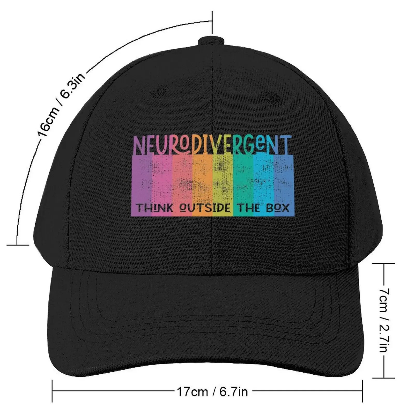 Colorful Neurodivergent Rainbow Design Baseball Cap Fashion Beach Big Size Hat Hat Man Luxury Hats Man Women's