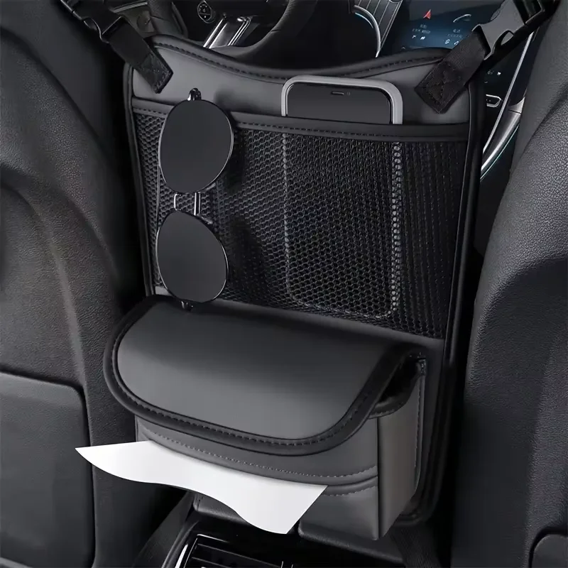 Multifunctional Car Storage Pocket Between Seats PU Leather Handbag Holder Organizer Phone Tissue Bag Car Interior Accessories view 5