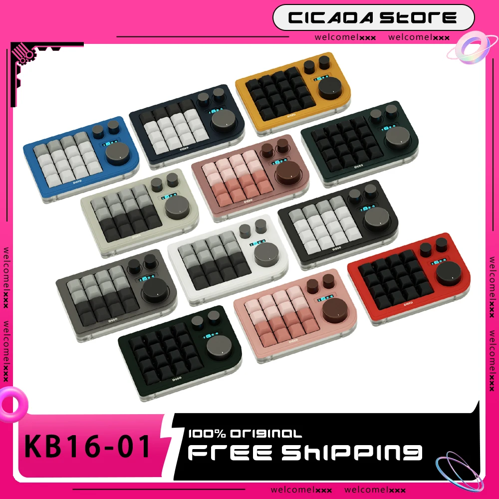 

Doio Kb16-01 Keypad 16keys Designer 3 Knob Customization Aluminum Mechanical Keyboard Wired Rgb Hot Swap Oled Screen Keypad Gift