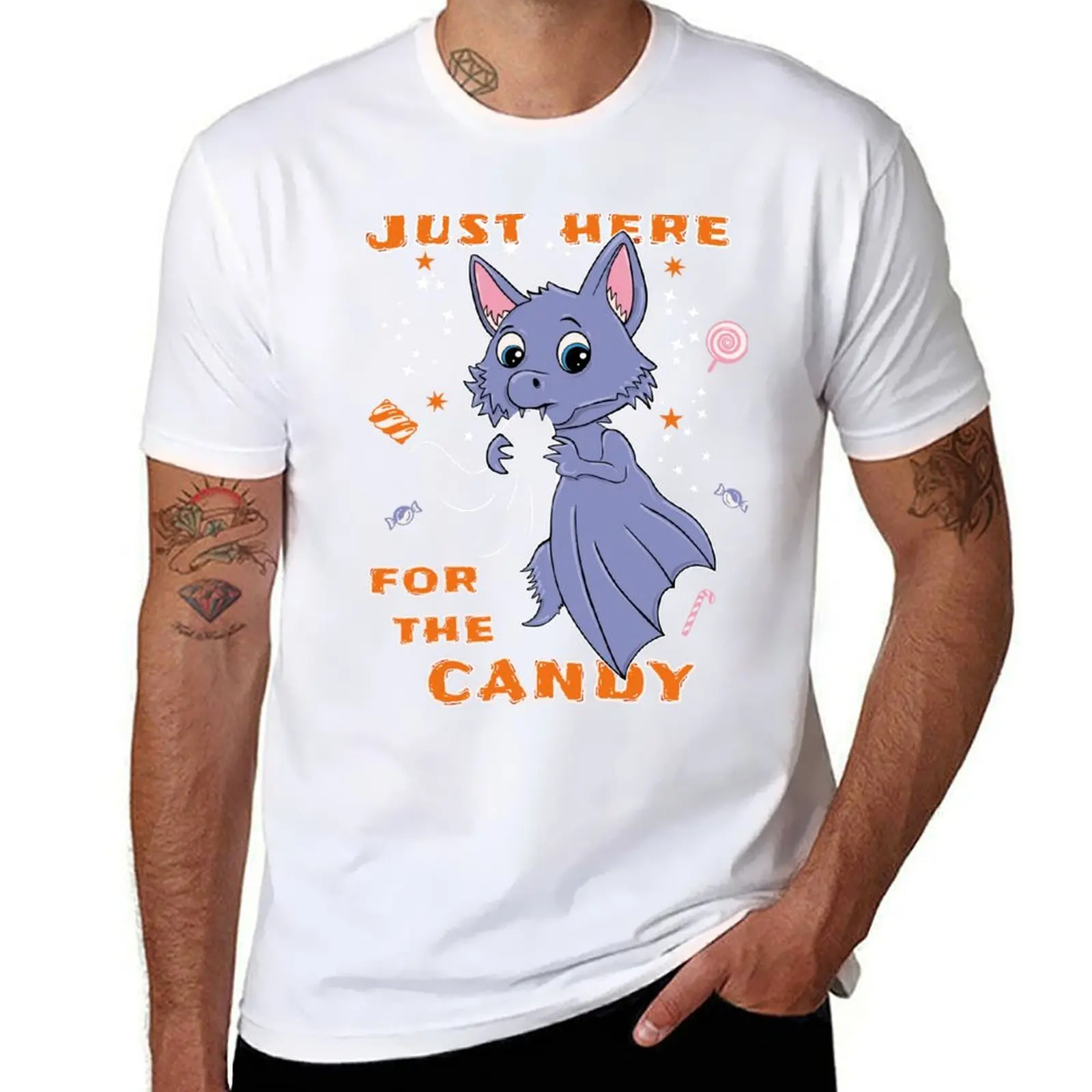 

Cute bat halloween T-Shirt t shirts for man cotton funny man t shirt summer T-Shirt