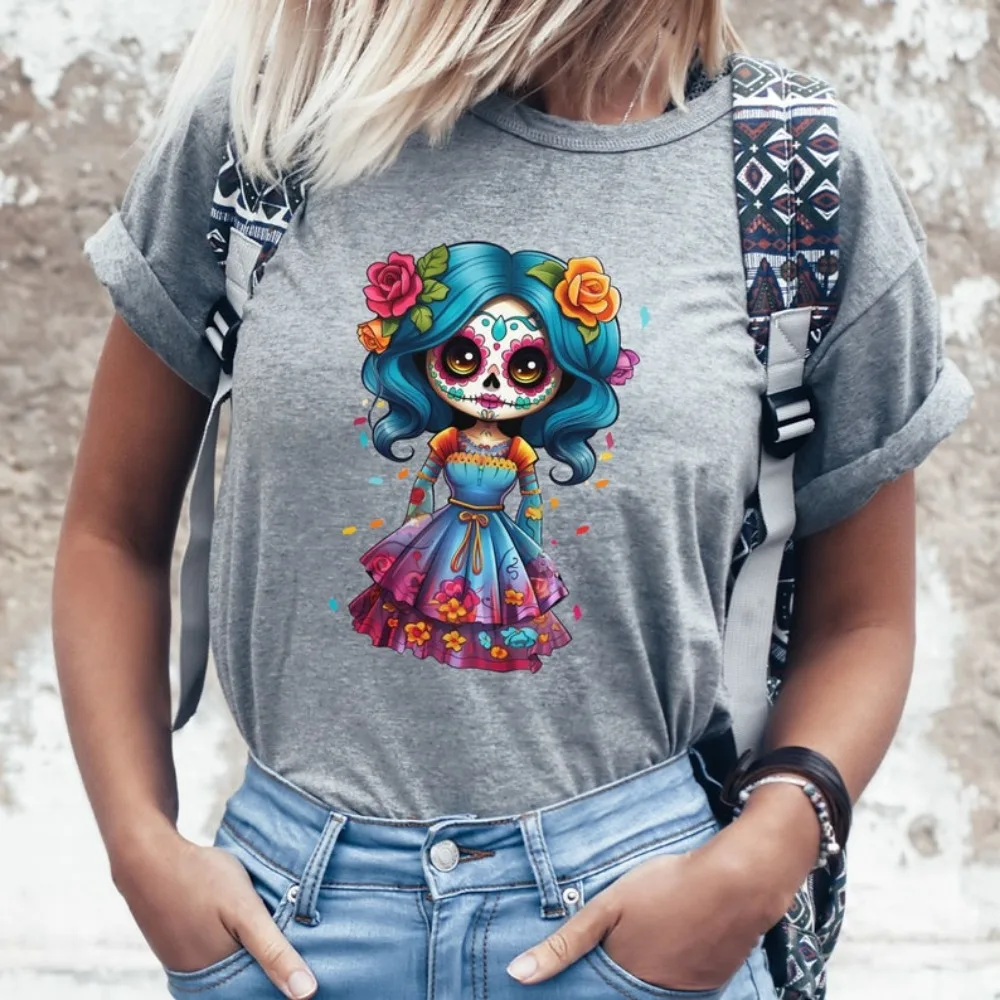 Dia De Los Muertos TShirt Catrina Unisex Top Day of The Dead Tshirt Mexican Culture Shirt Skull Shirts Flowers Tee Gift for Her