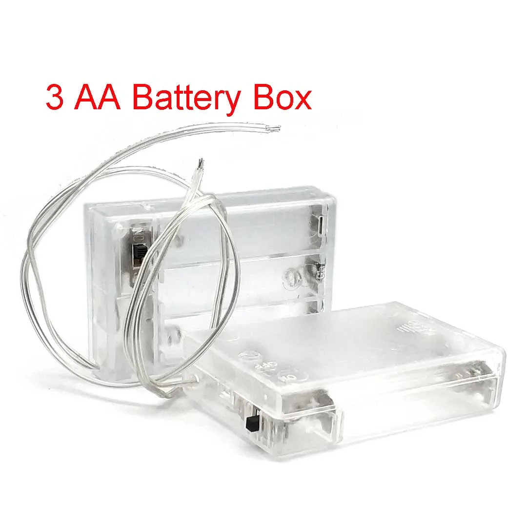 Casing penyimpanan baterai AA 3 Slot 4.5V tempat baterai AA kotak penyimpanan baterai AA dengan sakelar