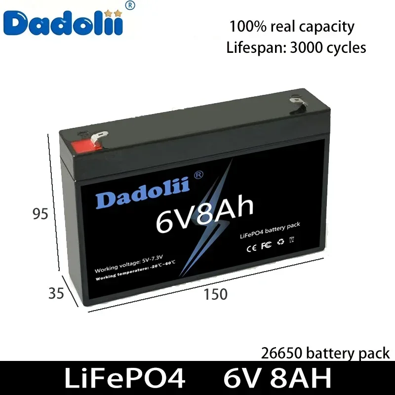 6 فولت LiFePO4 بطارية قابلة للشحن 5AH 8AH 10AH للأطفال لعبة كهربائية سيارة دراجة نارية عربة #5