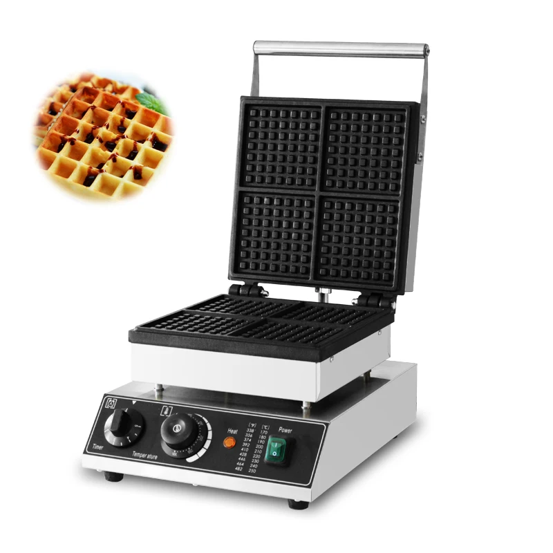 

Commercial 4pcs square waffle maker machine Electric Stainless Steel Cake Maker bread toaster snack beaking machine