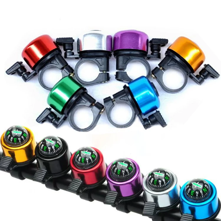 6 Colors Aluminum Bicycle Bell with Compass, Universal Waterproof Handlebar Warning Bell Durable Outdoor Cycling Bike Accessory