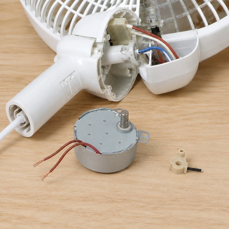 K1AD Synchronous Fan Motor, 220V Replacement Part with Mounting Tabs and Leads for Household Appliance Repair