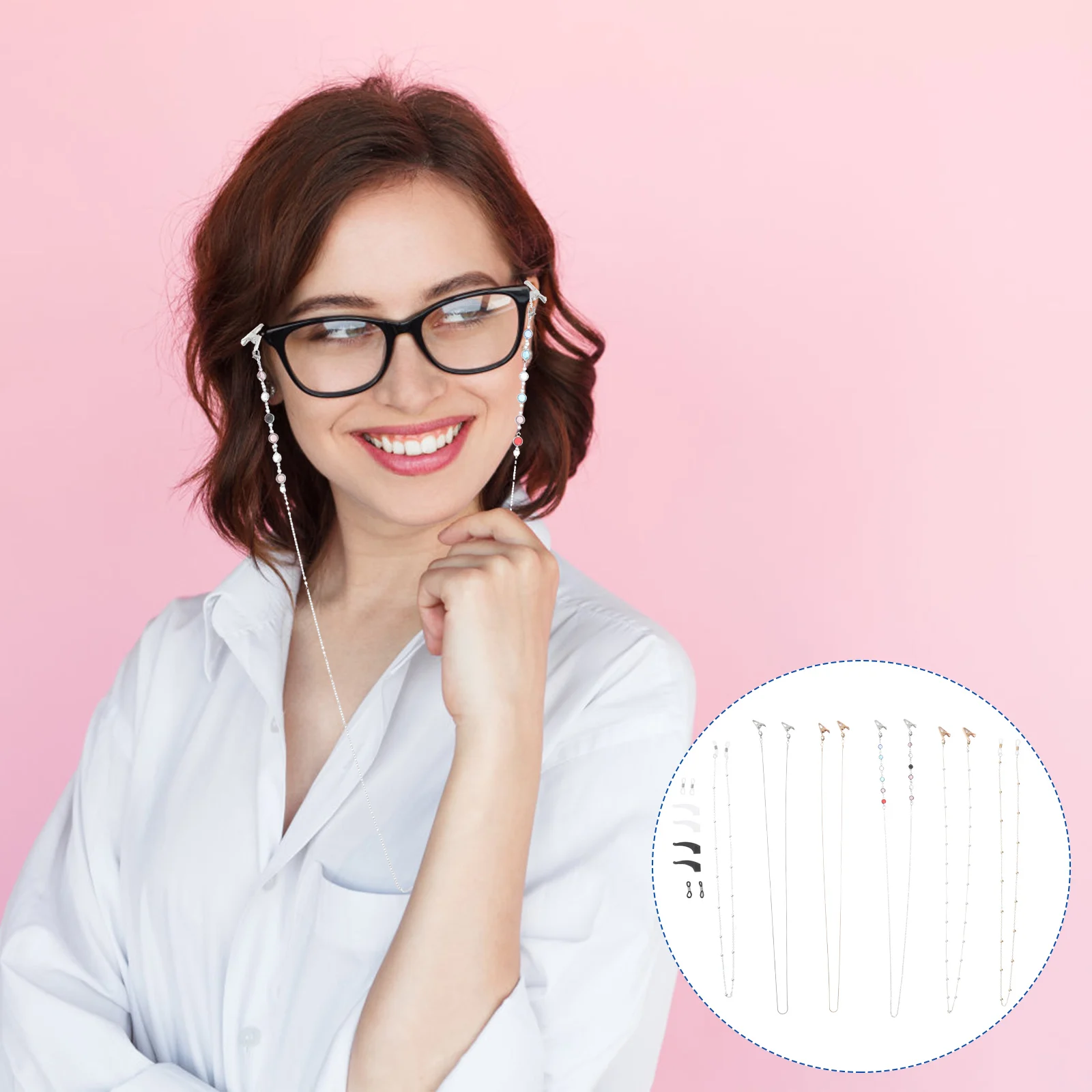 

10pcs Copper Glasses Chain Clip Anti lost Necklace Holder Vintage Mask Hanging Chains Sunglasses Reading Safety Glasses Alloy