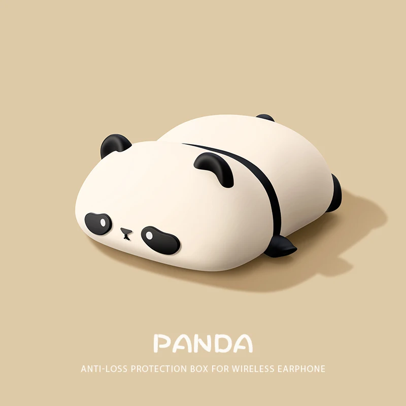 Cute Lying Panda Headphone Case For AirPods 4 (2024) Airpod Pro 1 2 3 Bluetooth Earbuds Charging Box Protective Earphone Cover image 5