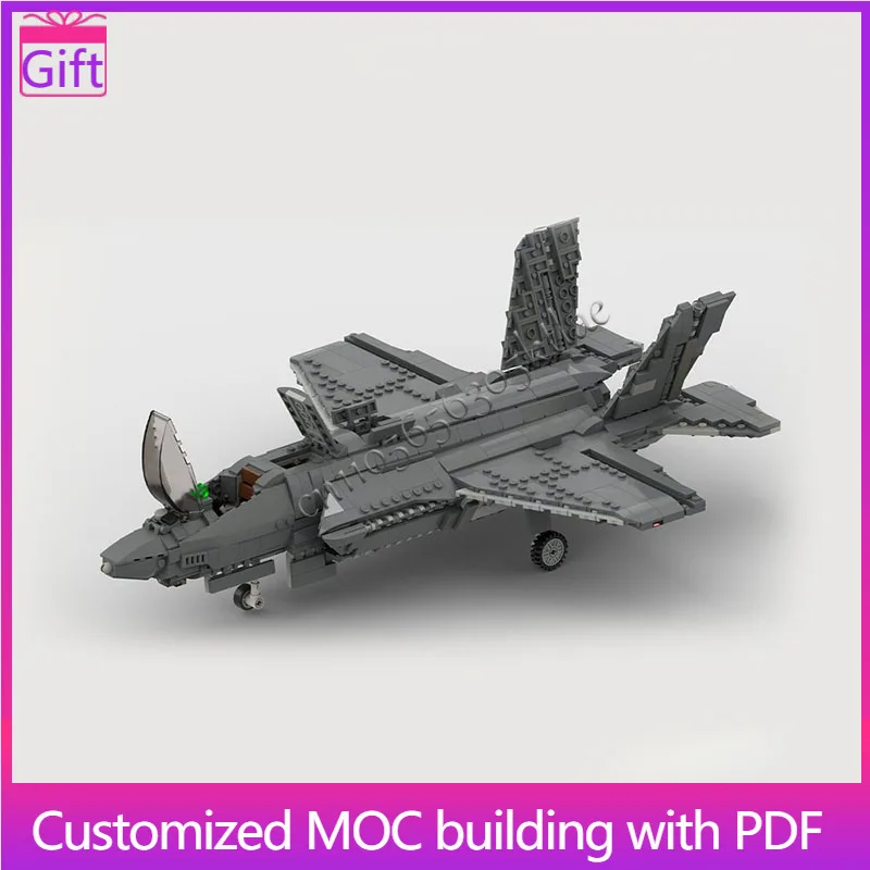 

1671 PCS moc Gray Fighter Jet Model With Open Canopy Modular Building Blocks Kids Assembly Display Toys Festival Surprise Gift