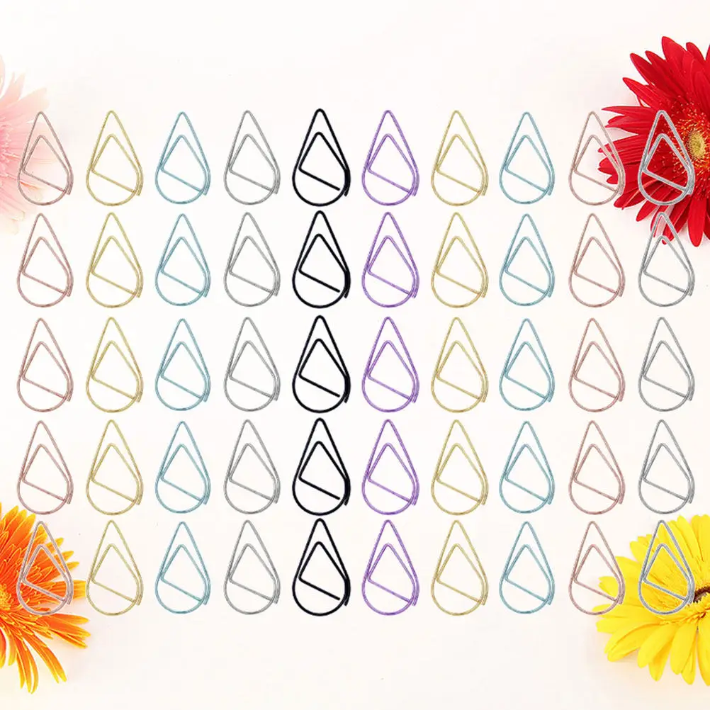 

100 шт. высококачественных металлических скрепок с гальваническим покрытием, прочные, устойчивые к ржавчине, в форме капли, для фотографий, заметок, книг, творчества