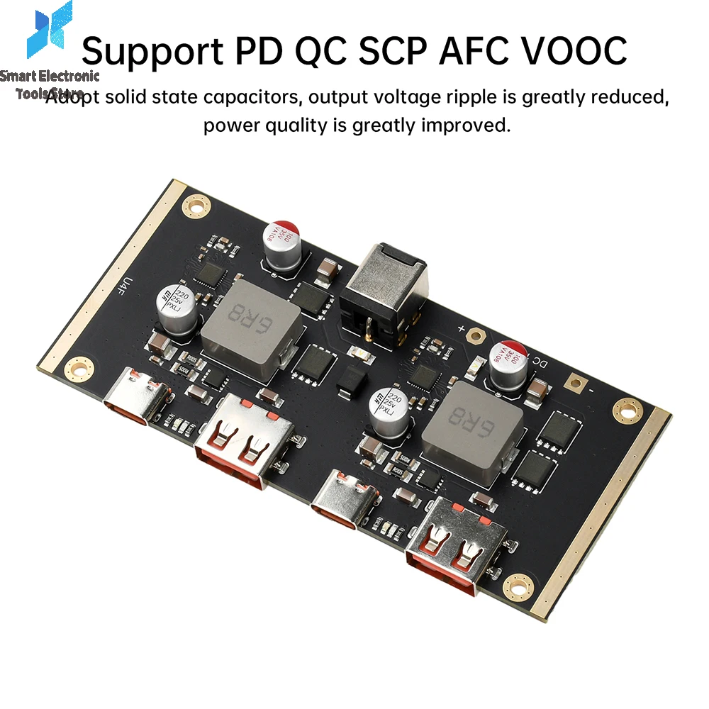 

2 Way Independent Outputs PD 100W Fast Charging Module DC 12-30V Multi-protocol Intelligent Module PD QC SCP AFC VOOC Type-C USB