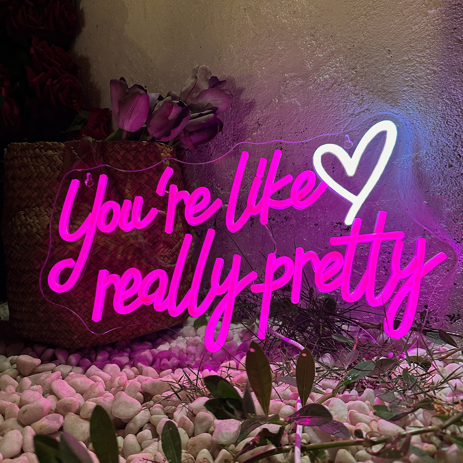 You're Like Really Pretty letrero de neón personalizado, luz Led rosa, decoración de pared para dormitorio, sala de belleza, letrero de barra de neón, regalo personalizado para ella