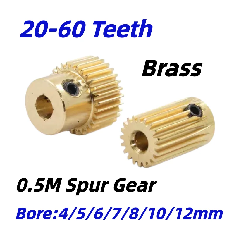 1Pcs 0.5 Module Brass Spur Gear With Step 20‑60 Teeth 20 22 24 25 28 30 32 35 40 50 60T Finish Bore 4/5/6/7/8/10/12mm