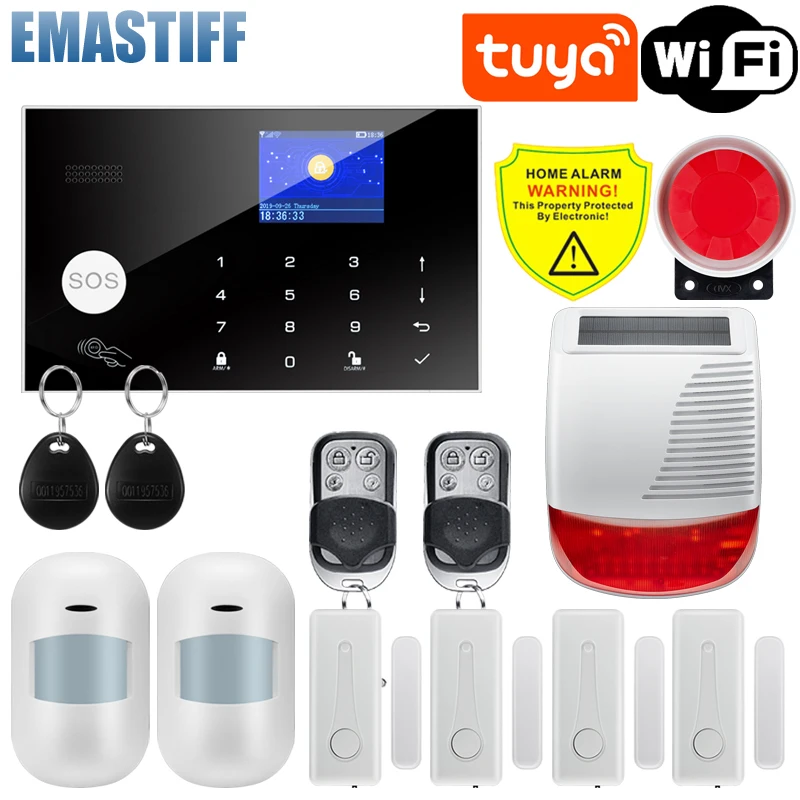 Home Security Alarm System Wifi GSM Alarm Intercom Remote Control Autodial 433MHz Detectors IOS Android Tuya APP Control