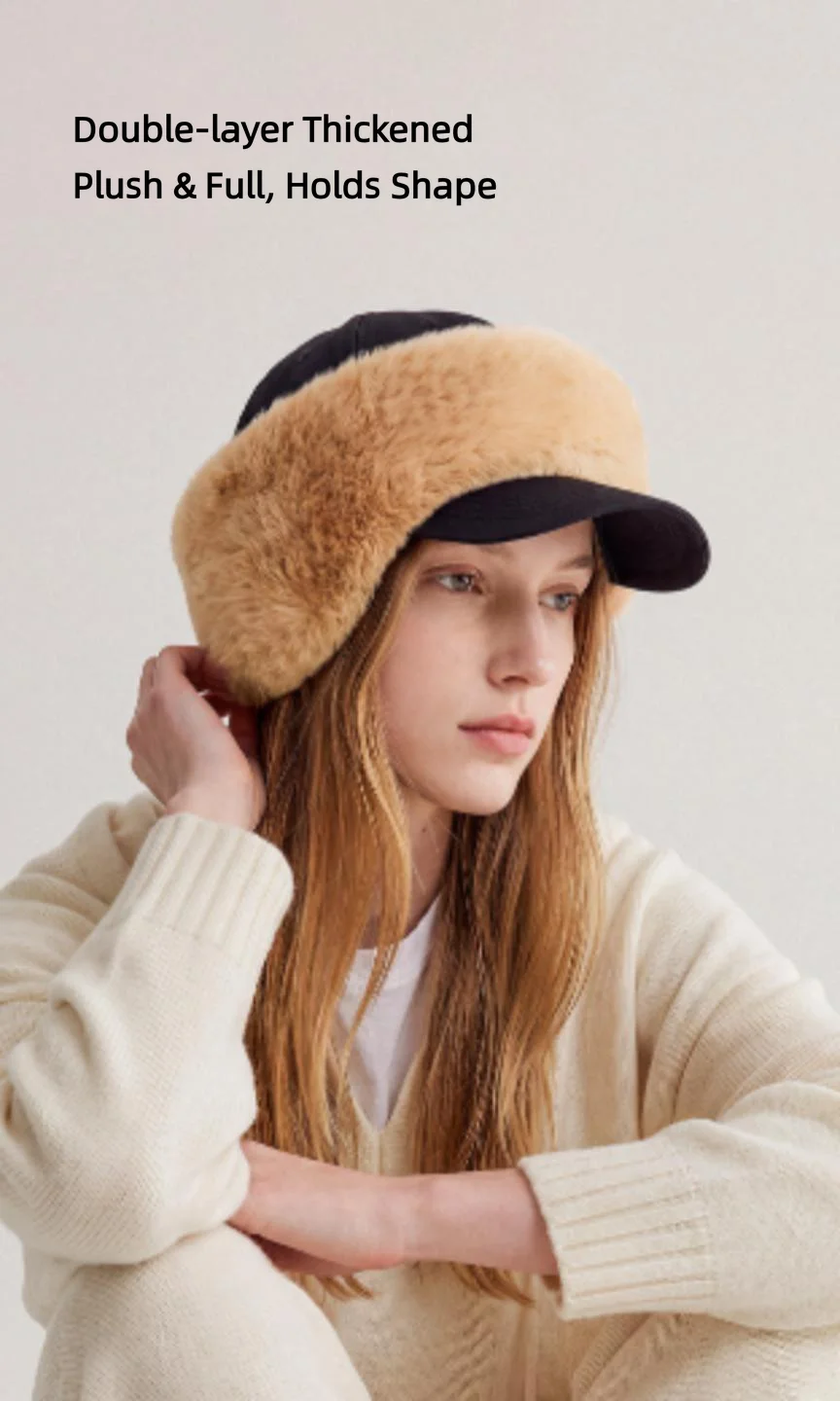 Faux Fur Ear Warmers for Women Winter Warm Plush Earmuffs for Baseball Caps Adjustable Soft Ear Covers