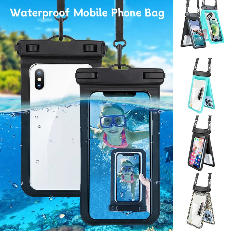 

12x18.5 Waterproof Mobile Phone Bag Hanging Double Pocket Beach Swimming Outdoors Phone Pouch Storage Wallet Card Key Dry Bags