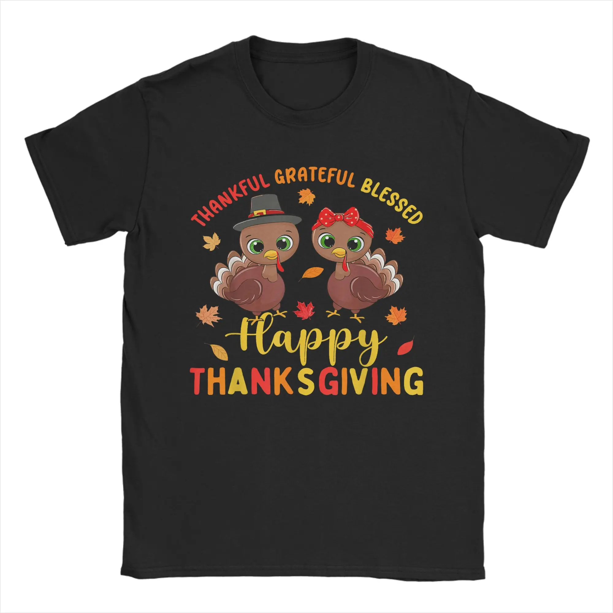 

Thankful Grateful Blessed Thanksgiving Turkey T-Shirts for Men Funny Pure Cotton Tees O Neck Short Sleeve T Shirt 6XL Tops