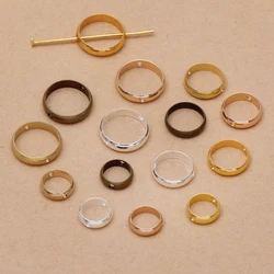 20Pcs 8/10/12mm Two Hole Round Circle Frame Beads Spacer Connectors for Diy Bracelet Earrings Pendants Jewelry Making