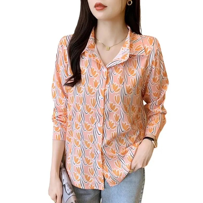 Nieuwe Elegante Print Blouses Casual Daily Dames Shirts Mode Vrouwen Button-Down Tops Blusa Mujer