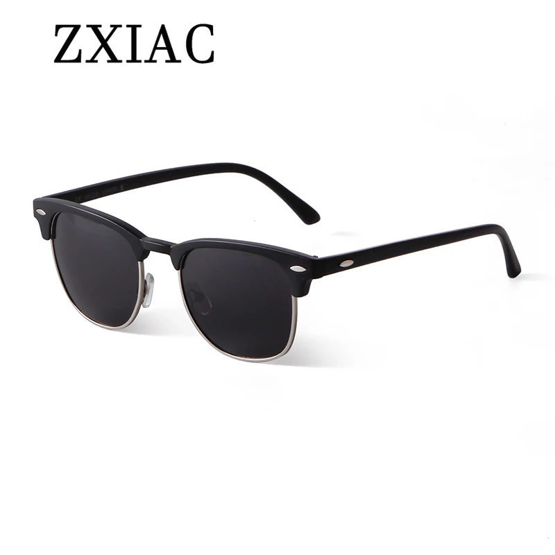 ZXIAC Trendy Half Frame Metal Rivet Sunglasses Women Men Fashion Sun Glasses Colorful Color Film Driving Riding Shades UV400