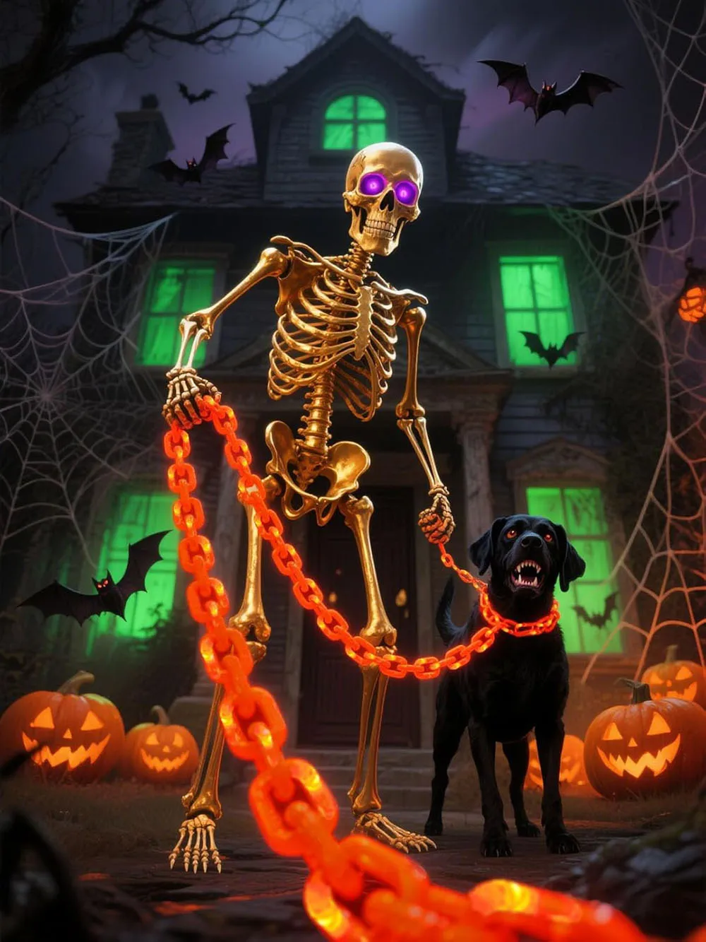 

Halloween Skull Chain Shaped Light Decorative Horror Atmosphere Lighting New Festive Decorations Arrivals