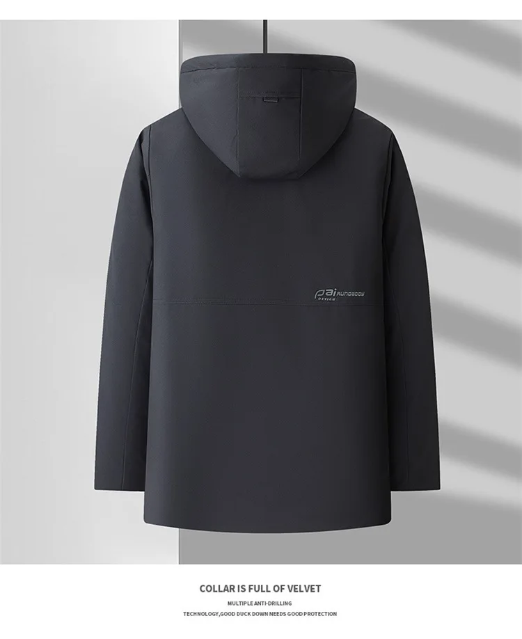 5XL Men's Winter Mid-Long Coat Warm Jacket Thick Coat Hat Detachable Long Jacket Business Jacket Mens Winter Hooded Warm Parkas
